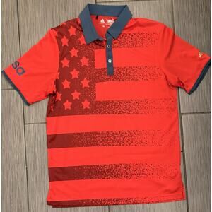 Adidas Shirt Men’s Red USA Golf Polo Performance Flag Lightweight Stretch Medium